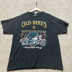 Delta Pro Weight Tshirt Mens XL Black Old Bikes and Good Whiskey T Shirt Bikers